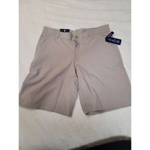 IZOD Boys 16 Husky Shorts Chino Khaki Stretch Uniform Adjust Waist Perform NWT